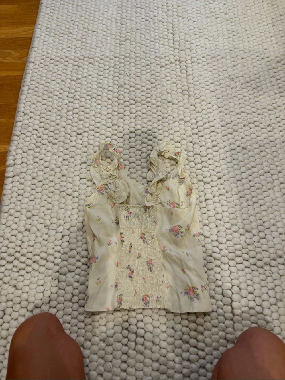 Reformation Cream Floral Ruffle-Strap Tank - Picture 3 of 4